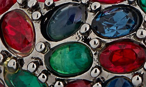 Kenneth Jay Lane Pavé Faux Ruby Emerald Sapphire Bracelet In Gun Metal