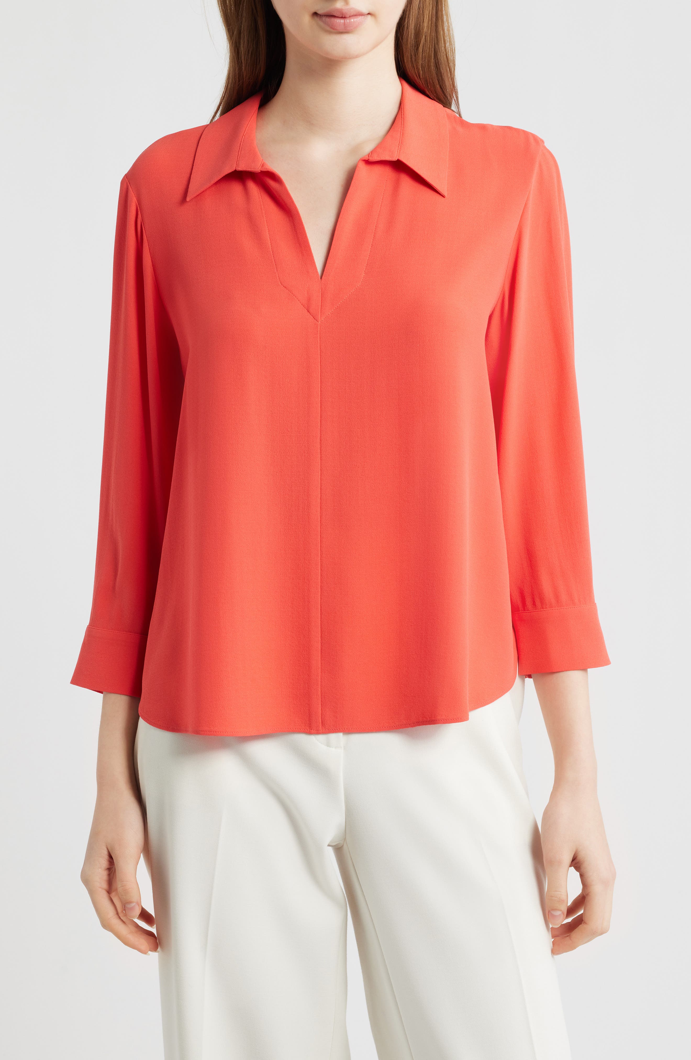 Split Neck Silk Georgette Top - image 5
