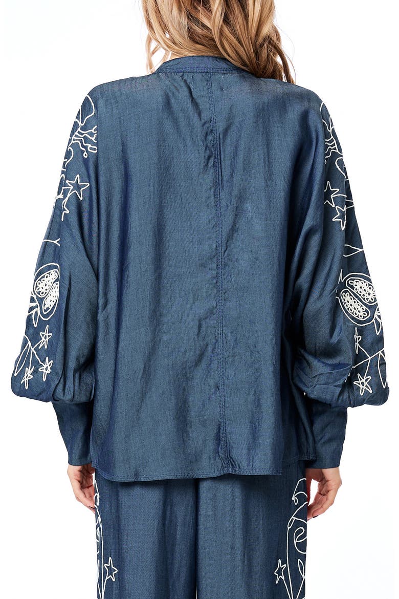 Charli Embroidered Sleeve Top, Alternate, color, DENIM BLUE