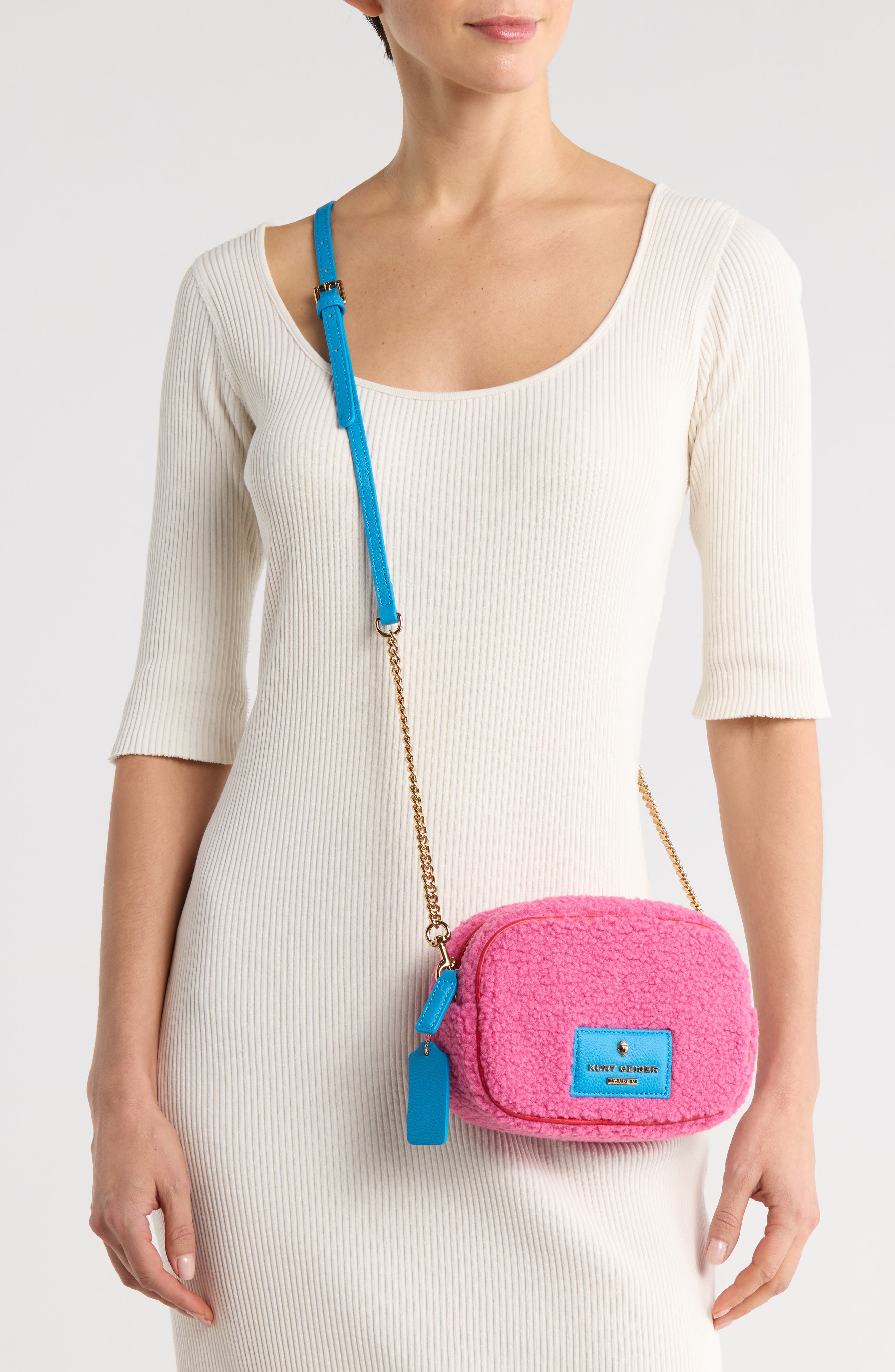 Kurt Geiger London Chiswick High Pile Fleece Camera Bag, Alternate, color, 