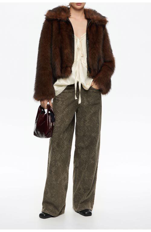 Bimba Y Lola Mixed Fabrics Straight Cut Top In Neutral