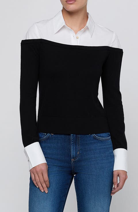 Mathilde Mixed Media Long Sleeved Top