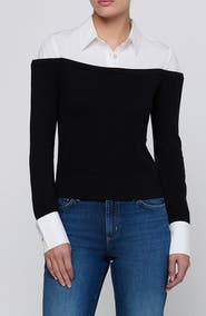 L'AGENCE Mathilde Mixed Media Long Sleeved Top