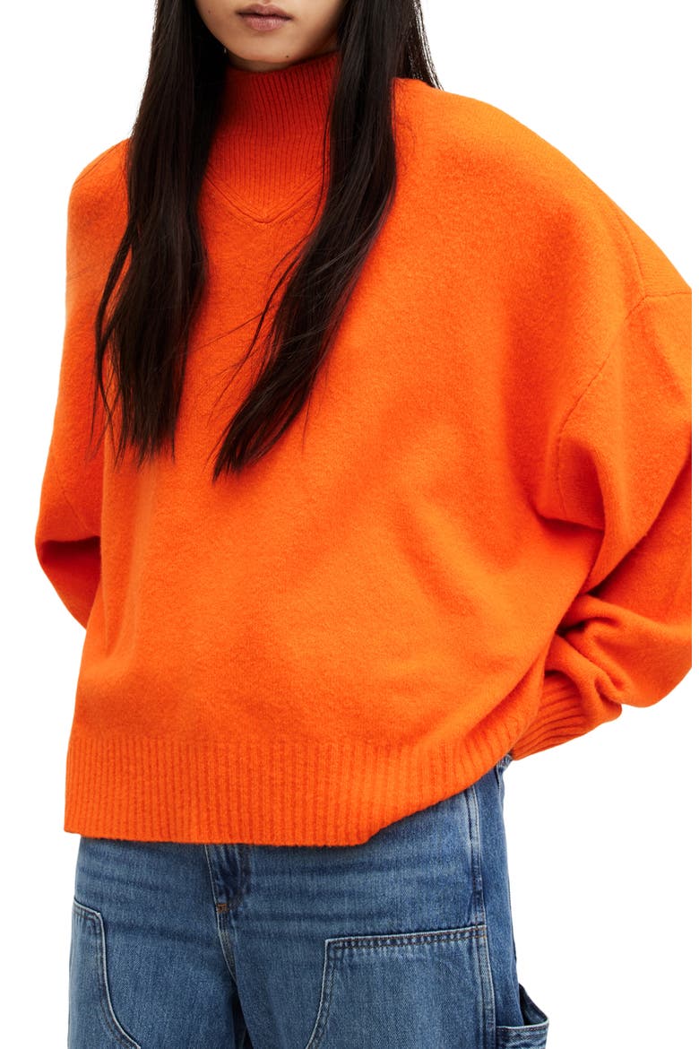 A Star Funnel Neck Sweater, Main, color, ZESTY ORANGE