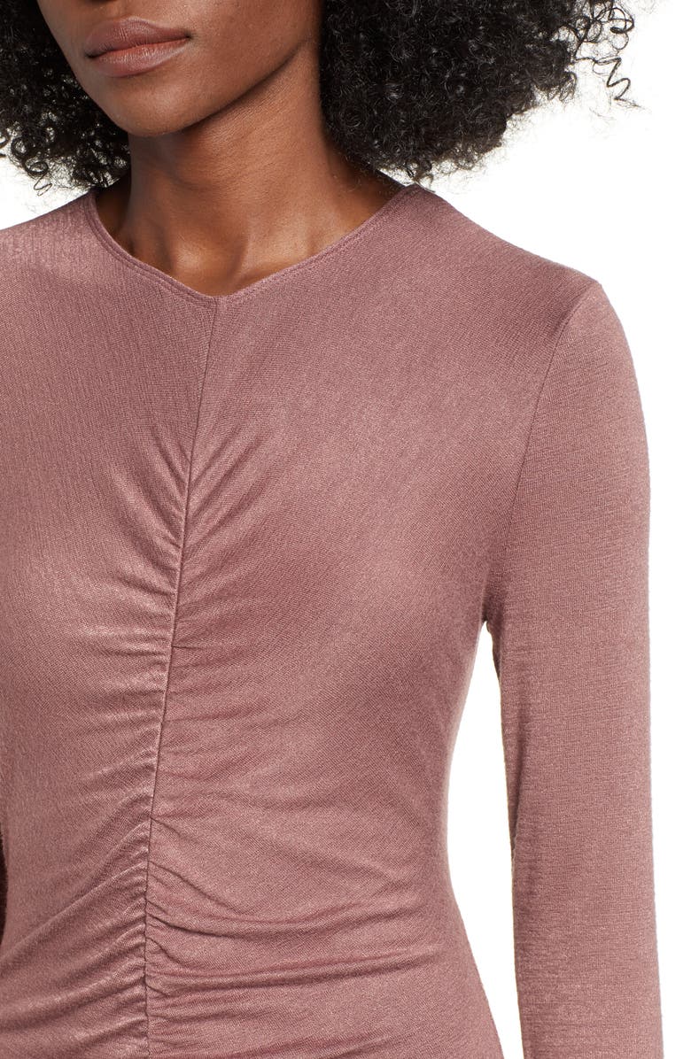 Leith Ruched Front Dress, Alternate, color, Purple Taupe