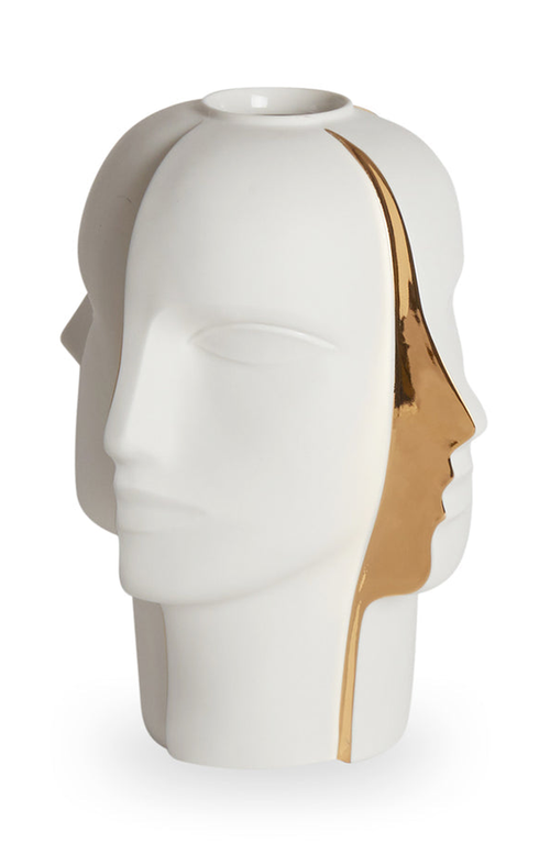 Jonathan Adler Atlas Split Vase In White/gold
