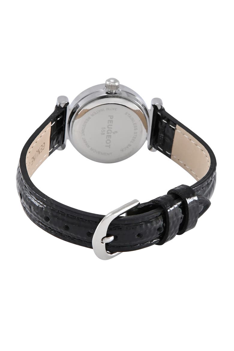 Petite Sun Moon Glossy Leather Watch- 25MM, Alternate, color, Silver