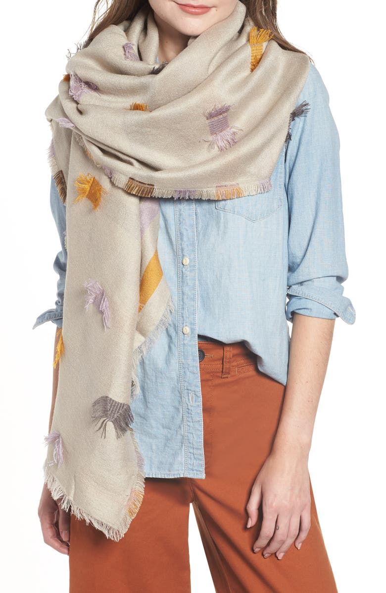 Madewell Fringe Stripe Jacquard Scarf, Main, color,