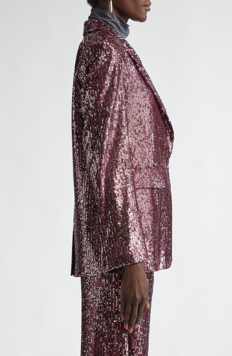 ST. JOHN Sequin Embroidered Blazer, Alternate, color, Oxblood