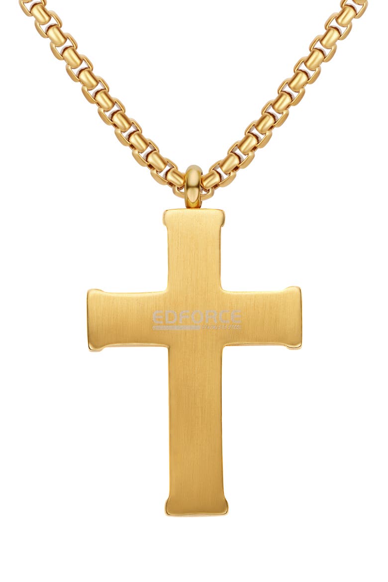 Chevron Cross Pendant Necklace, Alternate, color, GOLD