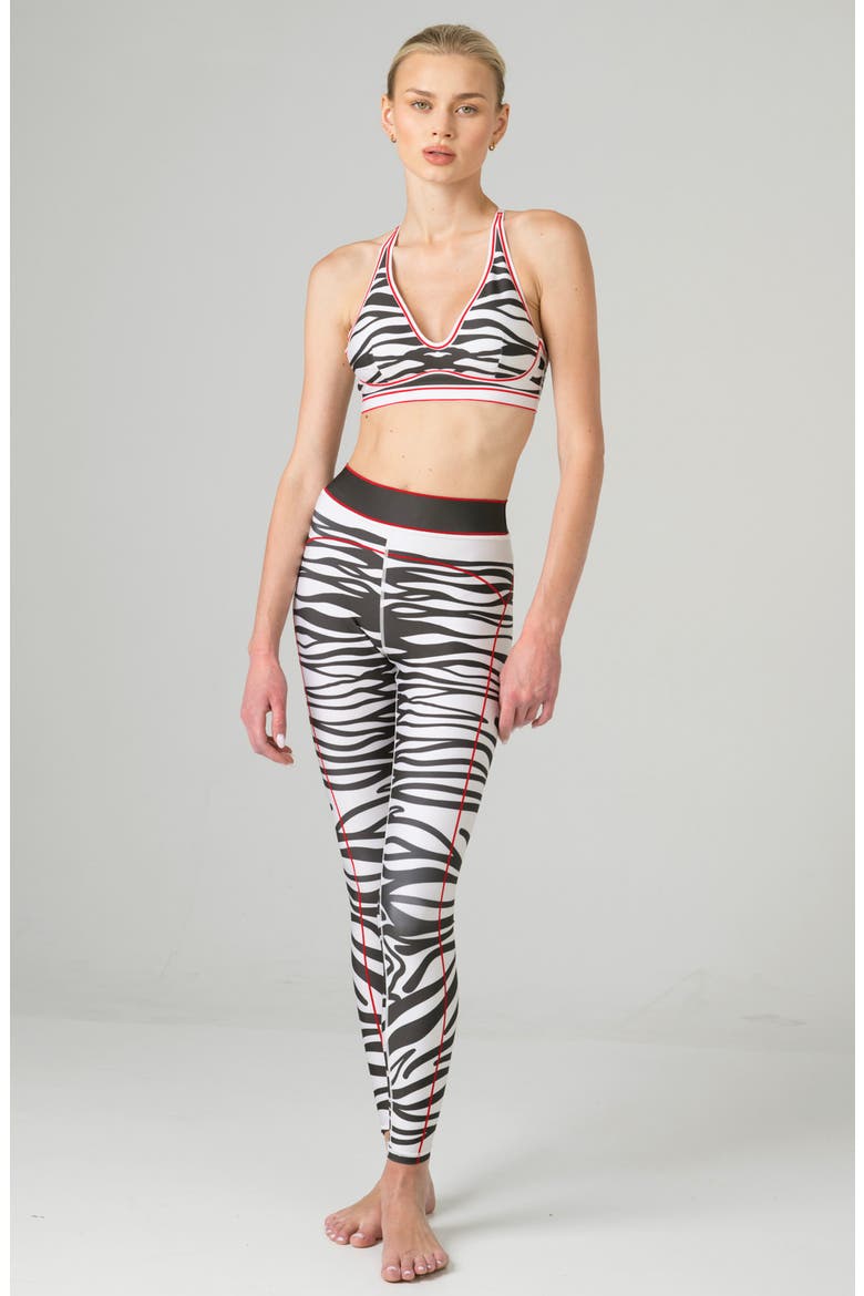 Zebra Stripe High-Waisted Leggings, Alternate, color, White