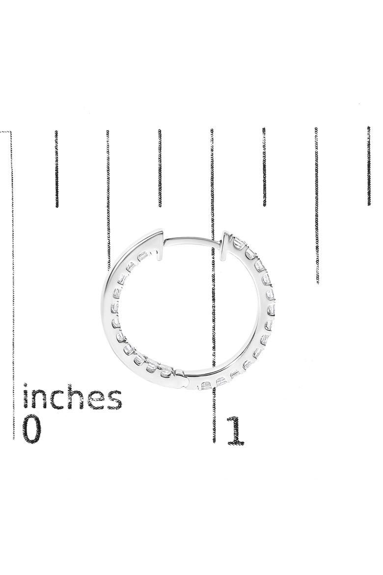 14K White Gold 2.00 Cttw Princess Diamond Inside Out Hoop Earrings, Alternate, color, White Gold