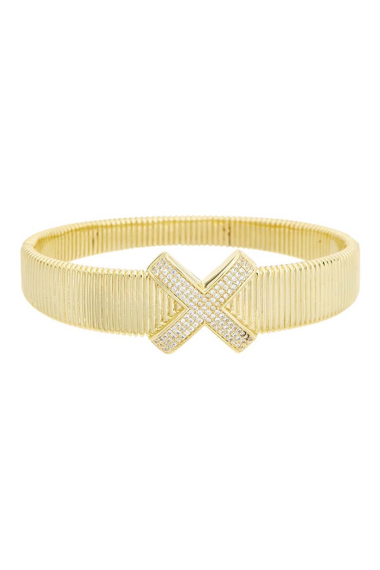 Pavé Cubic Zirconia X Bangle Bracelet, Main, color, GOLD