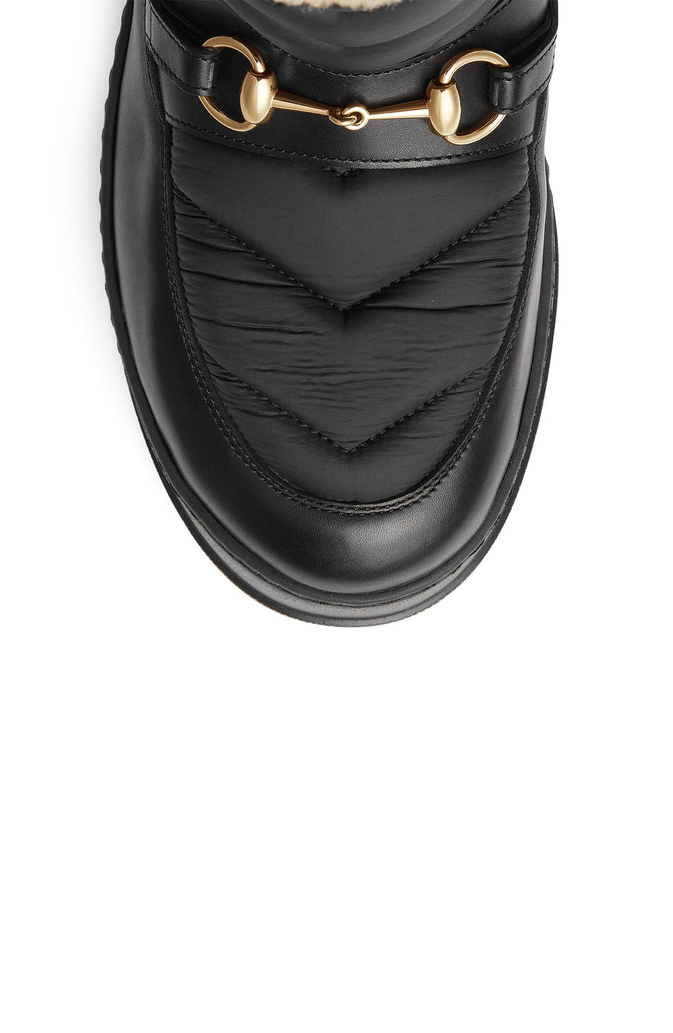 Gucci Horsebit Genuine Shearling Lined Quilted Snow Boot, Alternate, color, 