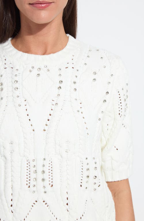 Lyssé Lysse Hadley Crystal Embellished Short Sleeve Sweater In White
