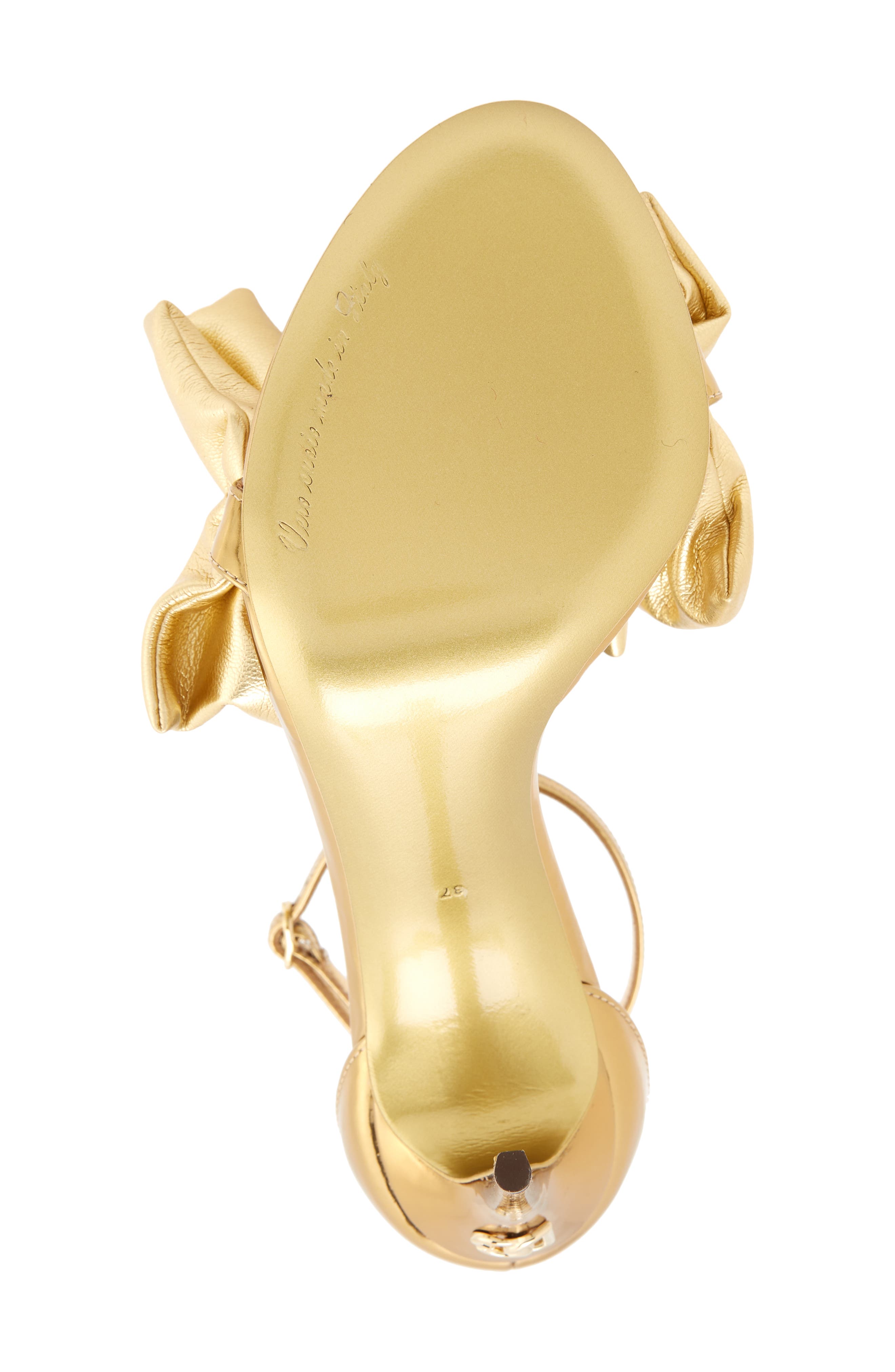 Dolce&Gabbana Scrunchie Strap Metallic Sandal, Alternate, color, 