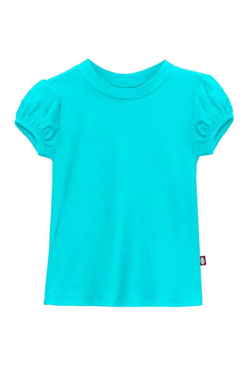 Girls UPF 50+ Puff Sleeve Rashguard, Main, color, Turquoise