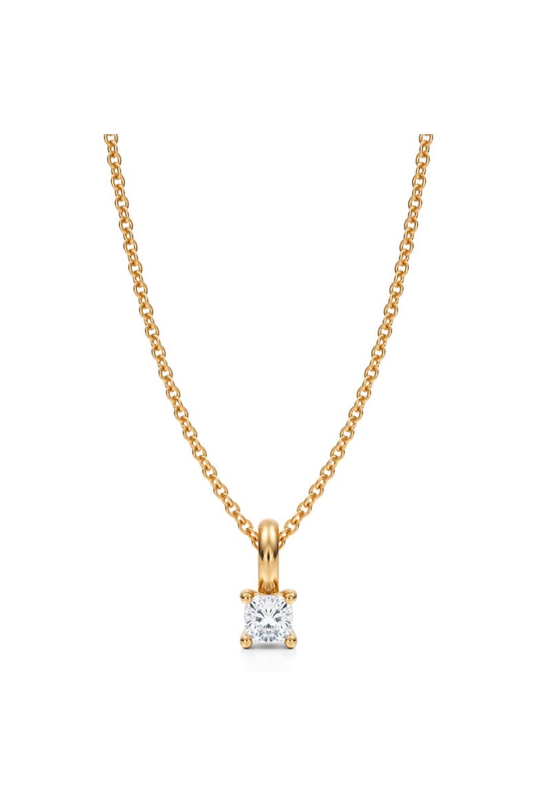 Cushion Solitaire Lab Diamond Pendant Necklace 14K Yellow Gold, Main, color, Yellow Gold