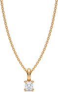 ALLUREZ Cushion Solitaire Lab Diamond Pendant Necklace 14K Yellow Gold
