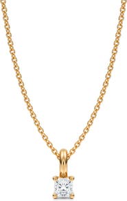 ALLUREZ Cushion Solitaire Lab Diamond Pendant Necklace 14K Yellow Gold