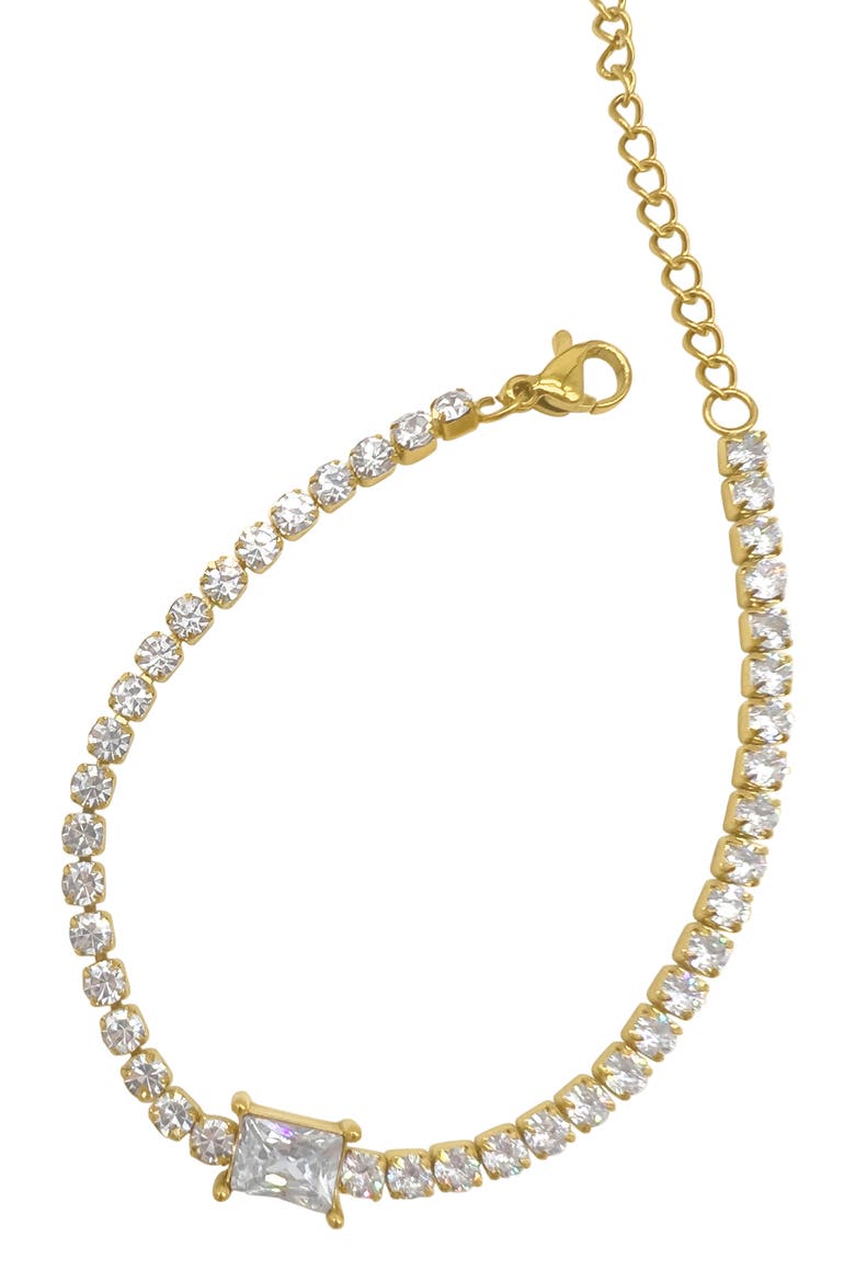 14K Gold Plate Crystal Tennis Bracelet, Main, color, GOLD