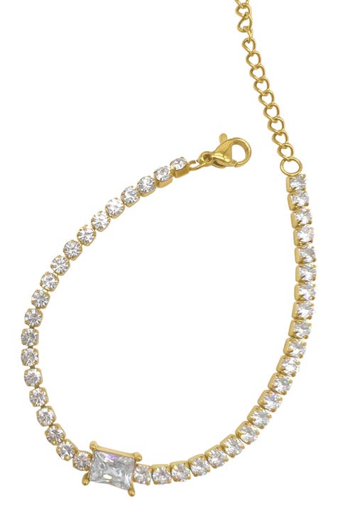 14K Gold Plate Crystal Tennis Bracelet