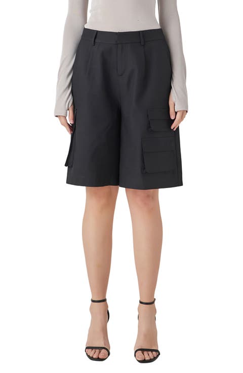 High Waist Wide Leg Cargo Shorts