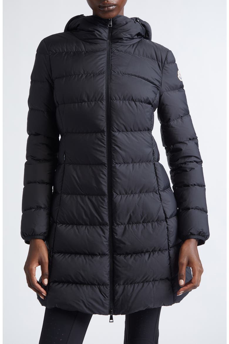 Gie Water Resistant Down Long Coat, Main, color, BLACK