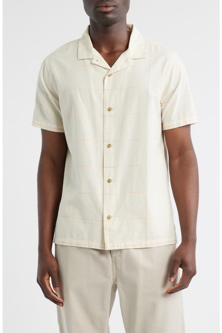 Gonzo Organic Cotton Camp Shirt, Main, color, BONE PLAID