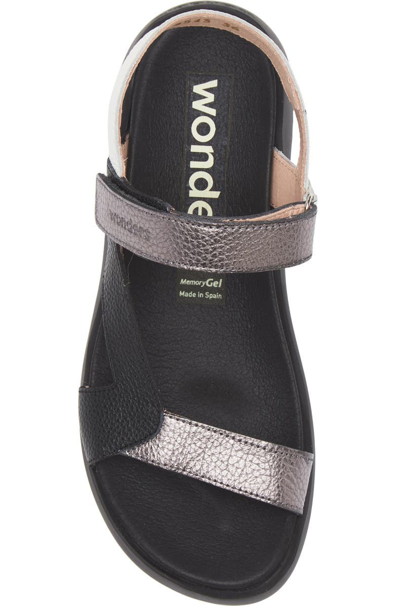 Wonders Colorblock Leather Sandal, Alternate, color, Black/ Silver Multi