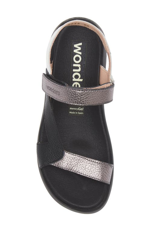 Wonders Colorblock Leather Sandal In Black/silver Multi