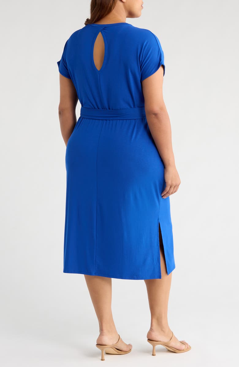 Universal Standard Divine Tie Belt Jersey T-Shirt Dress, Alternate, color, Ultramarine