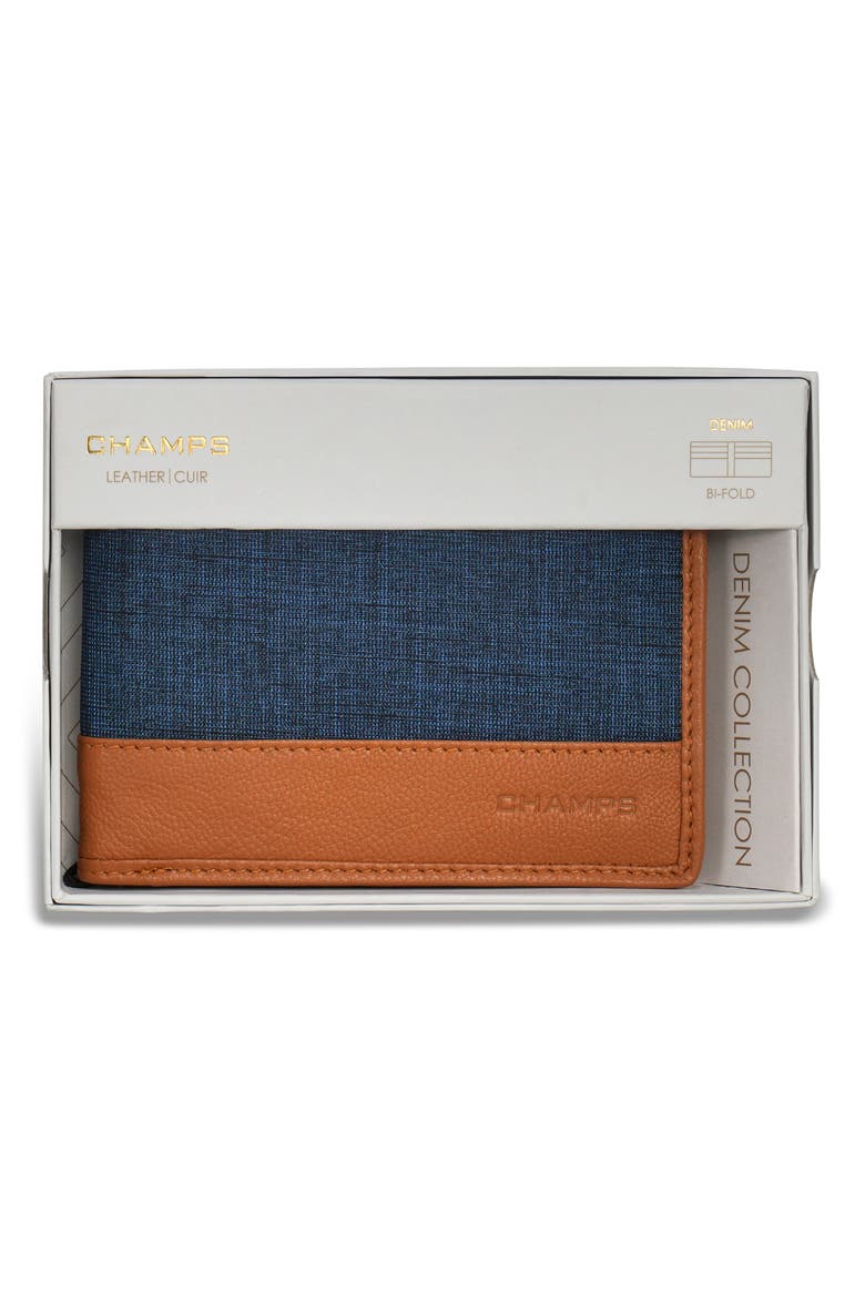 Denim Bifold Wallet, Alternate, color, TAN/BLUE