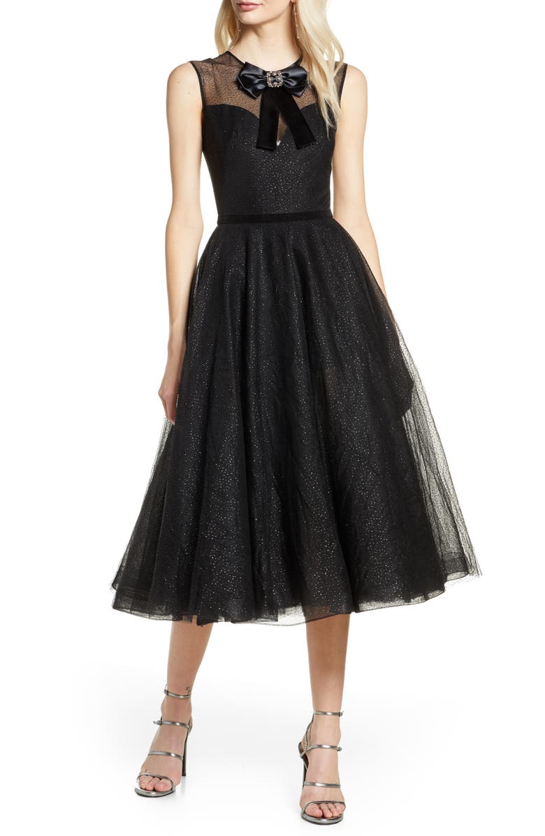 Bronx and Banco Lou Lou Sparkle Flecked Midi Cocktail Dress, Main, color,