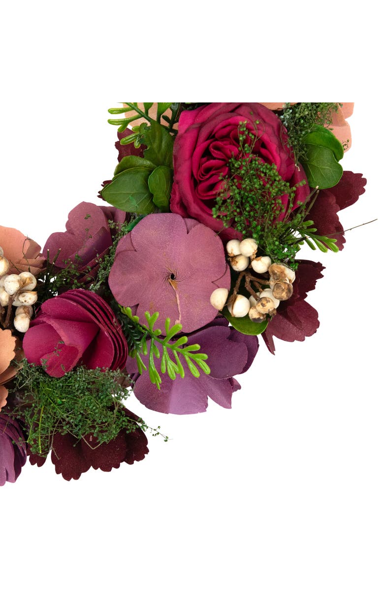 Northlight Wooden Floral Artificial Spring Wreath with Dried Pods - 13.5", Alternate, color, Red