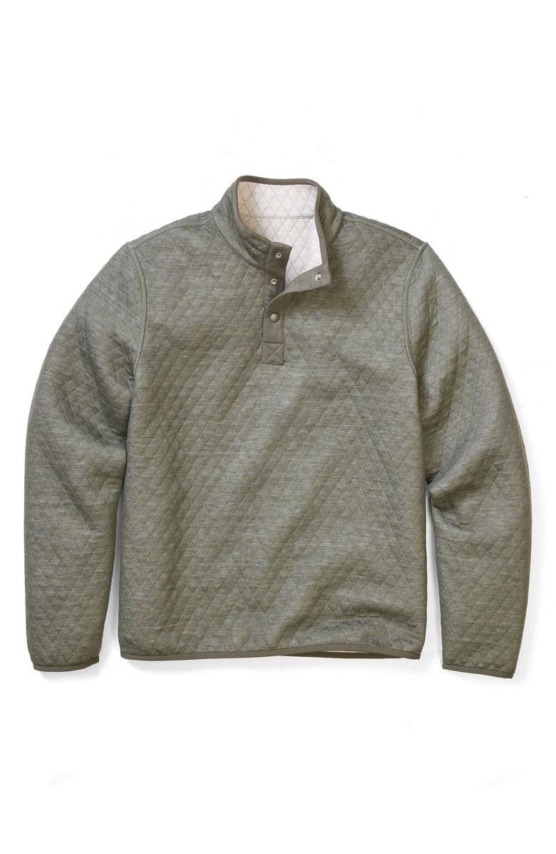 Marine Layer Corbet Reversible Quilted Snap Placket Sweatshirt, Alternate, color, Oatmeal/ Olive