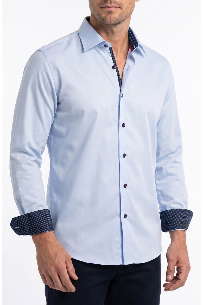 Stretch Cotton Button Up Shirt, Main, color, LT BLUE