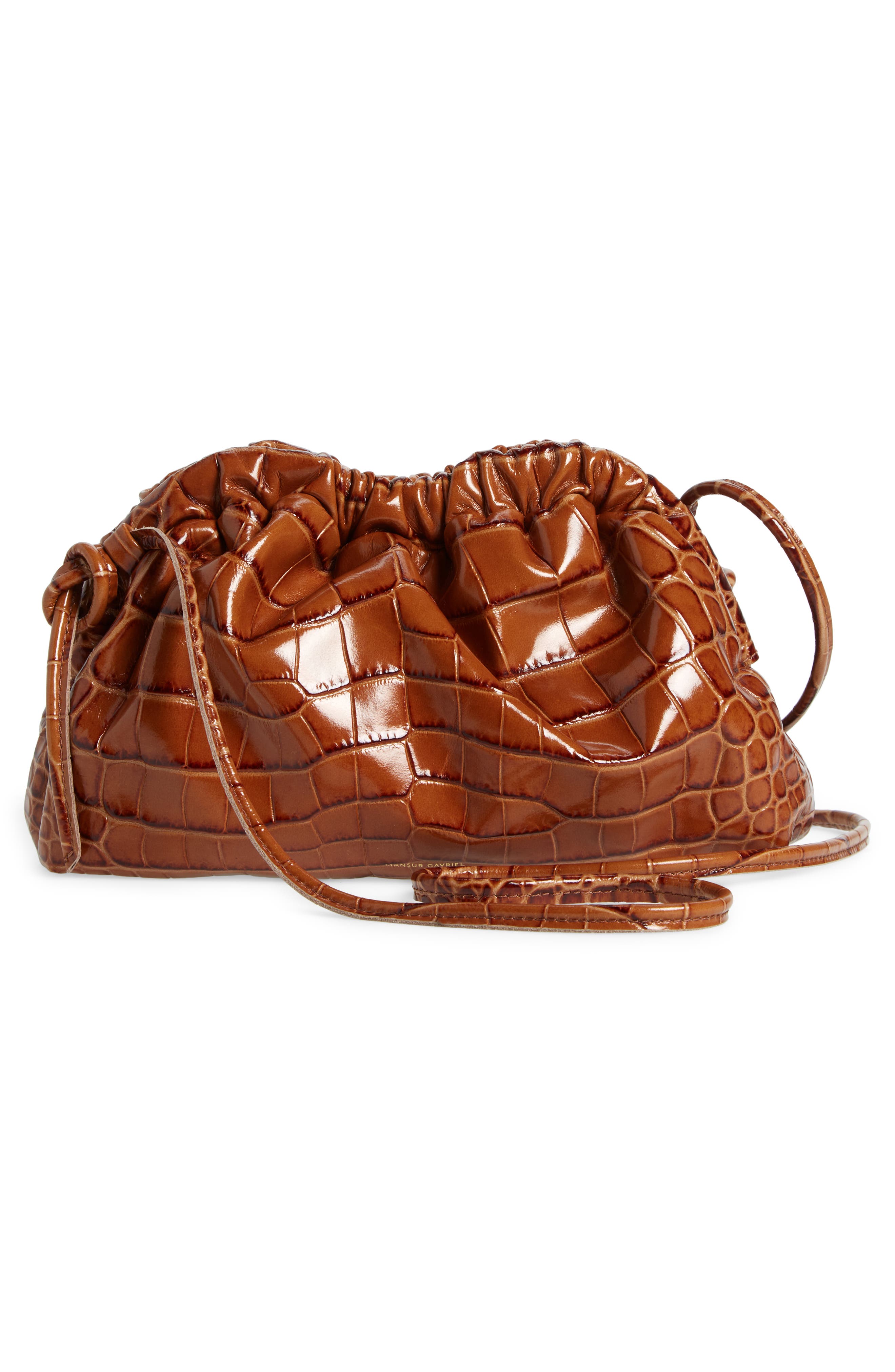 Mansur Gavriel Mini Cloud Croc Embossed Leather Clutch, Alternate, color, 