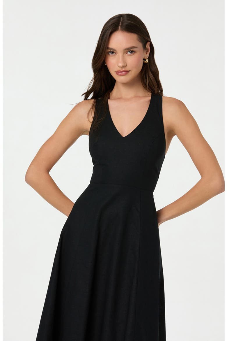 Cross Back Sleeveless Midi Dress, Alternate, color, BLACK