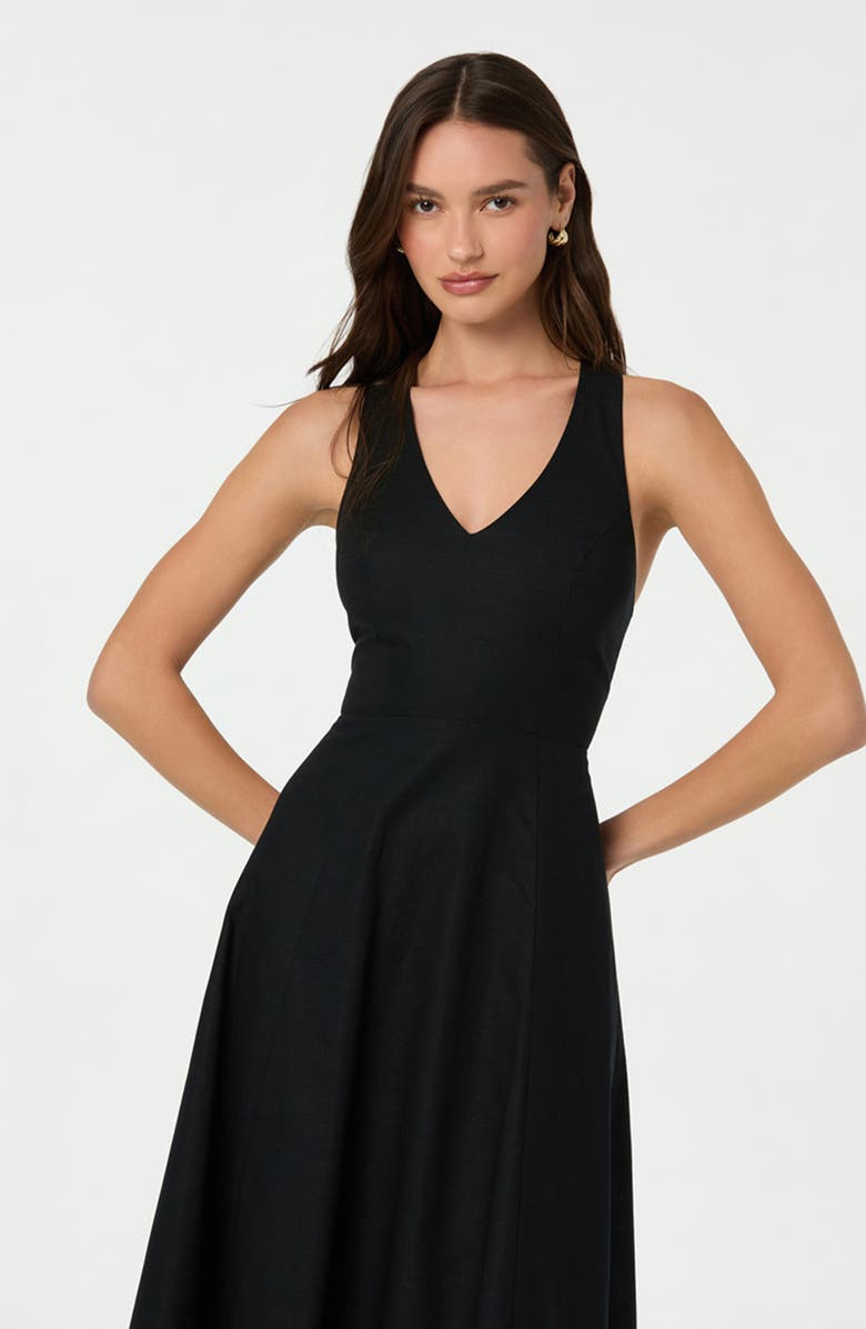 ASTR the Label Cross Back Sleeveless Midi Dress, Alternate, color, Black