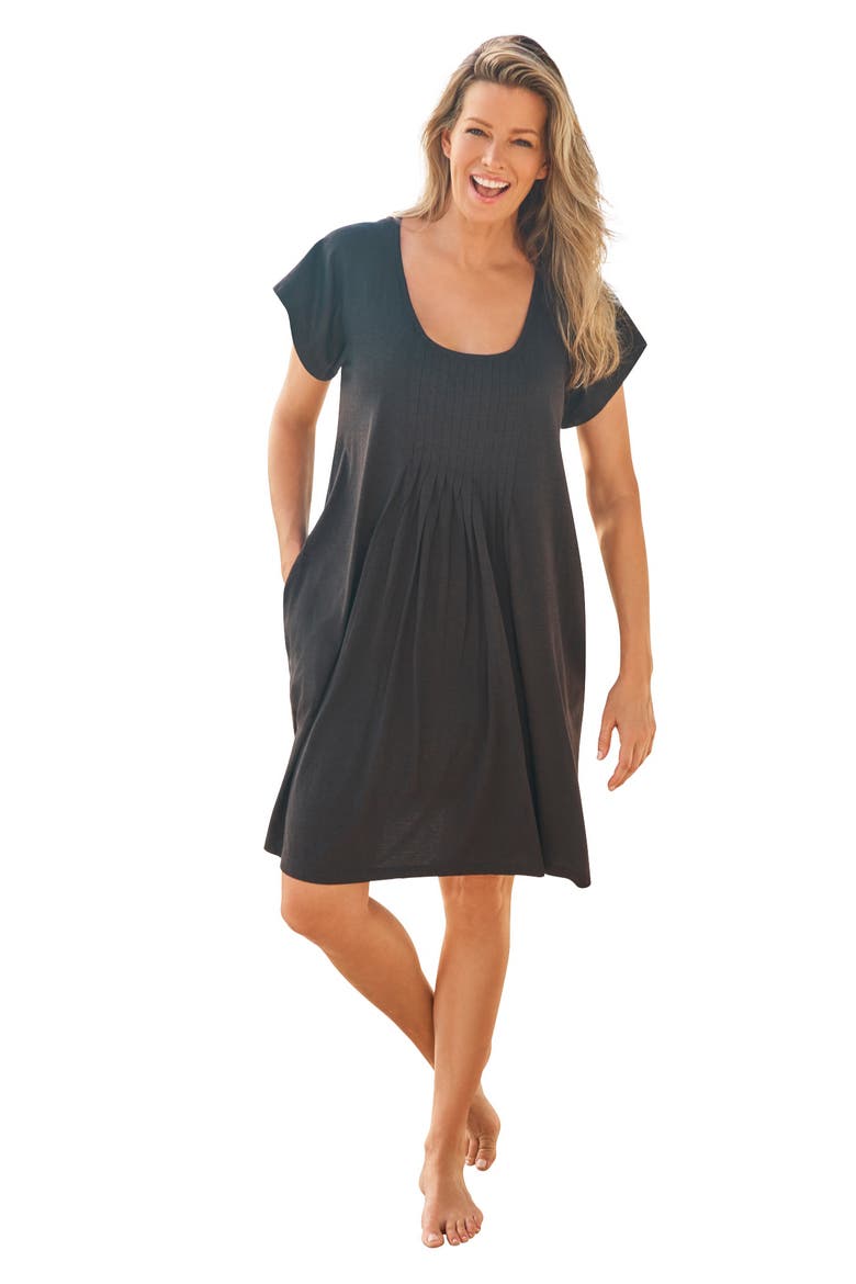 Box Pleat Cover Up, Main, color, BLACK