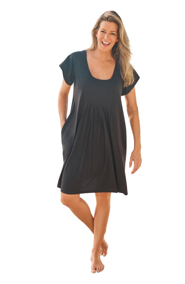 Swim 365 Box-Pleat Cover Up, Main, color, Black