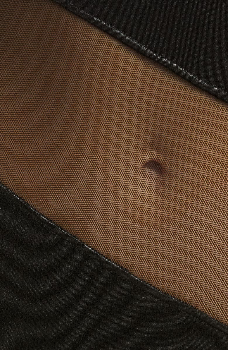 Norma Kamali Snake Mesh Inset One-Shoulder One-Piece Swimsuit, Alternate, color, 