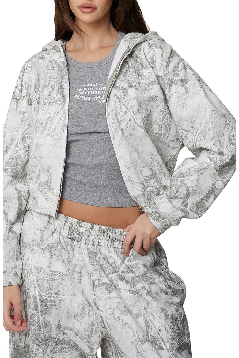 Cropped Zipped Icarus Hoodie, Alternate, color, White