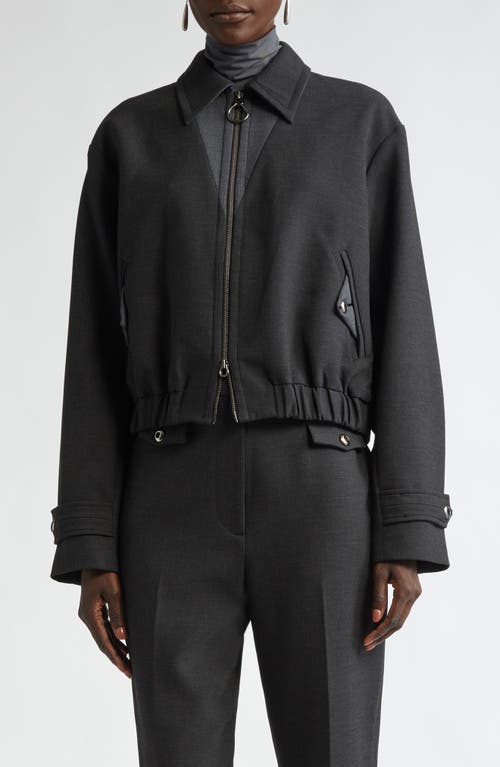 St John St. John Collection Double Face Luxe Ponte Bomber Jacket In Dark Heather Grey