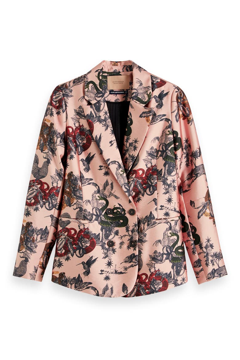 Print Double Breasted Blazer, Alternate, color, 0604-COMBO Y