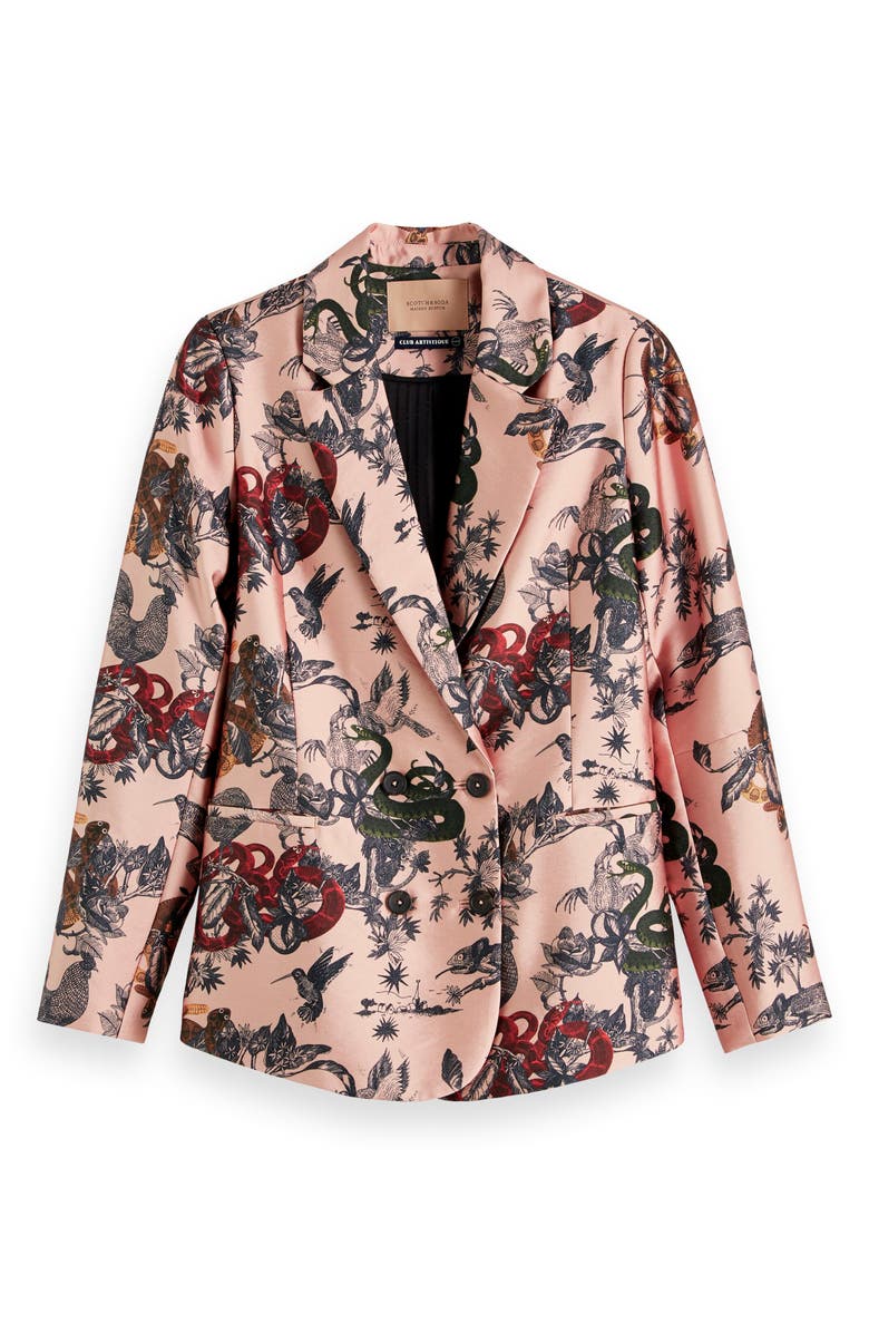 Scotch & Soda Print Double Breasted Blazer, Alternate, color, 