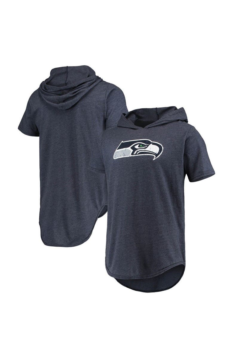 Majestic Threads Men's Majestic Threads College Navy Seattle Seahawks Primary Logo Tri-Blend Hoodie T-Shirt, Main, color, 