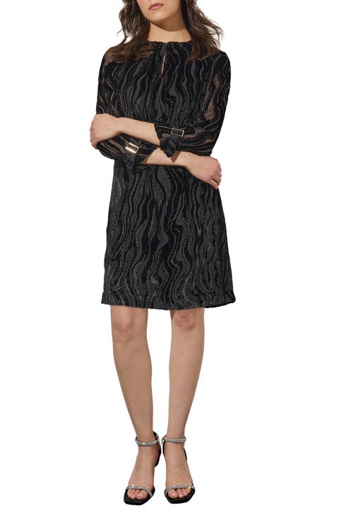 Beaded Velvet Burnout Shift Dress