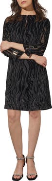 Ming Wang Beaded Velvet Burnout Shift Dress